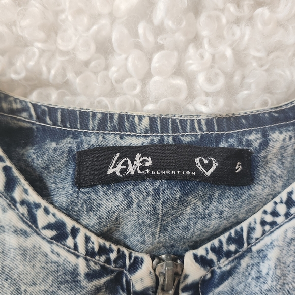 Denim Look Cropped Cape Jacket Sz S Lightweight Chambray Style Western Cowgirl - Picture 9 of 11